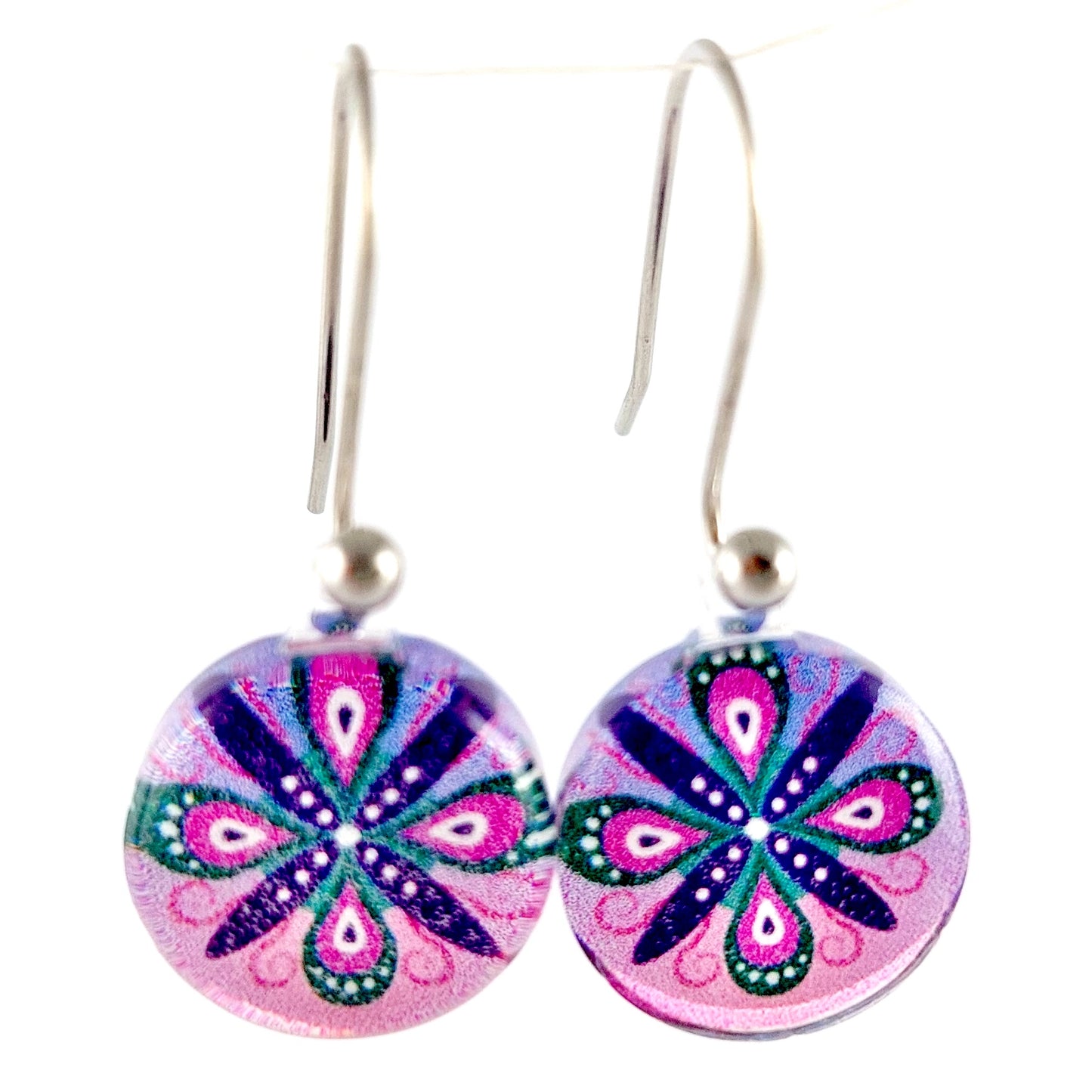 Purple Round Ornament Pendant & Earring Set