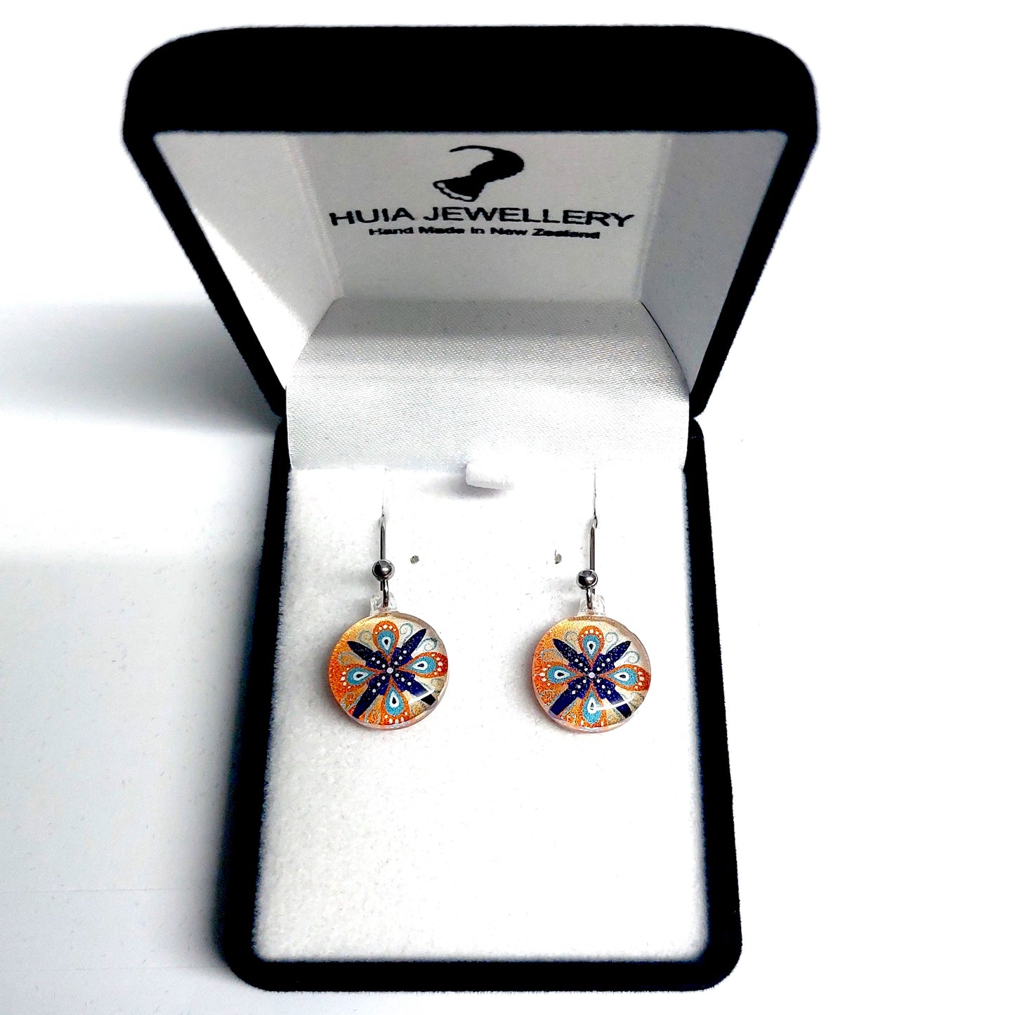 Orange Round Ornament Earrings