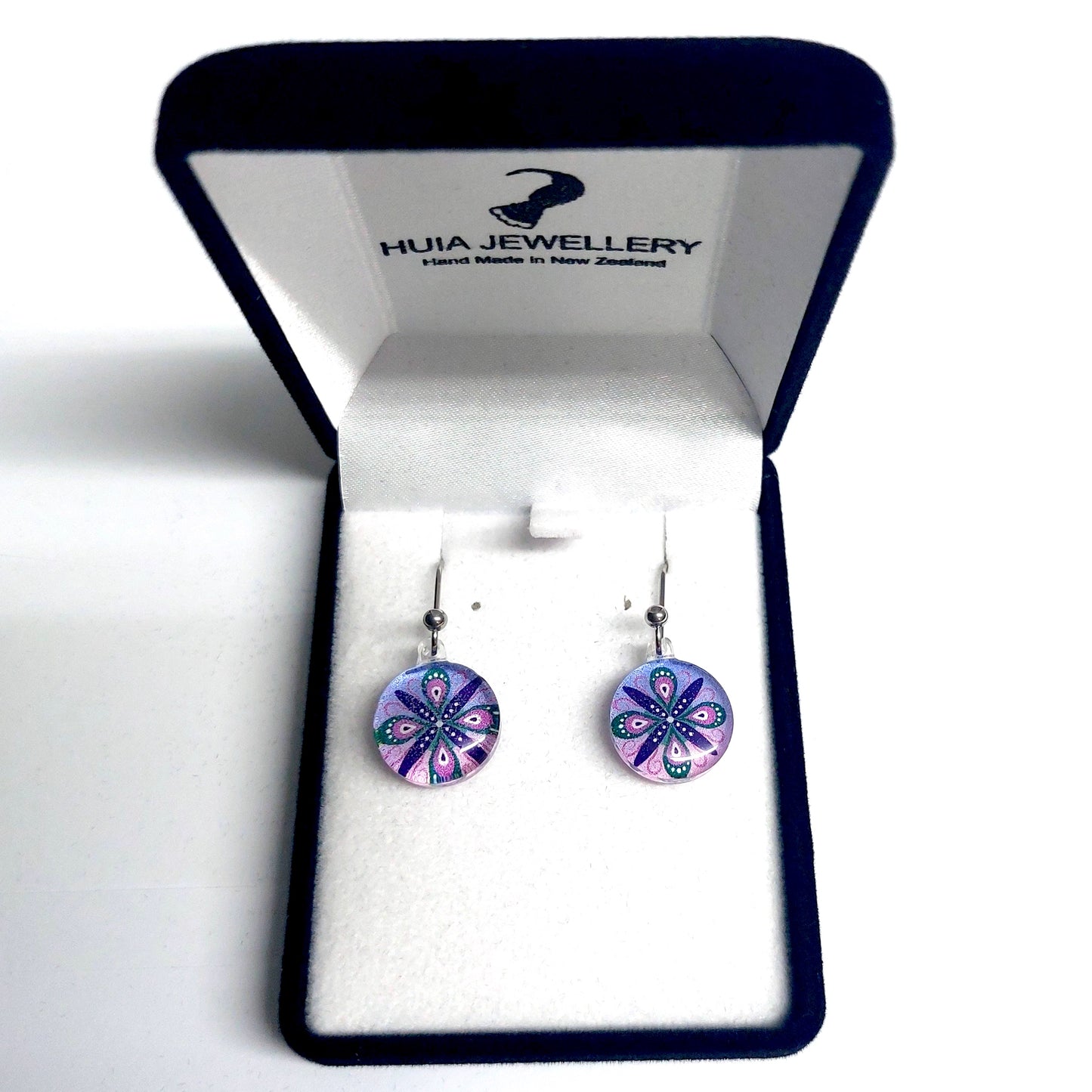 Purple Round Ornament Earrings