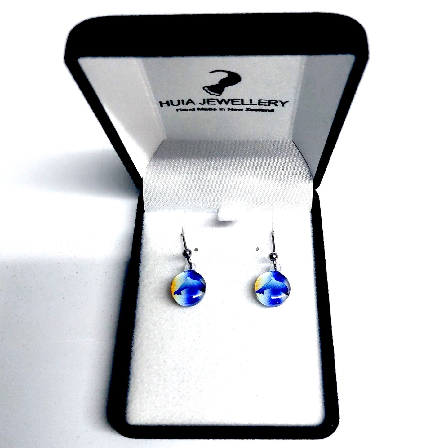 Orange-Blue Dolphin Earrings