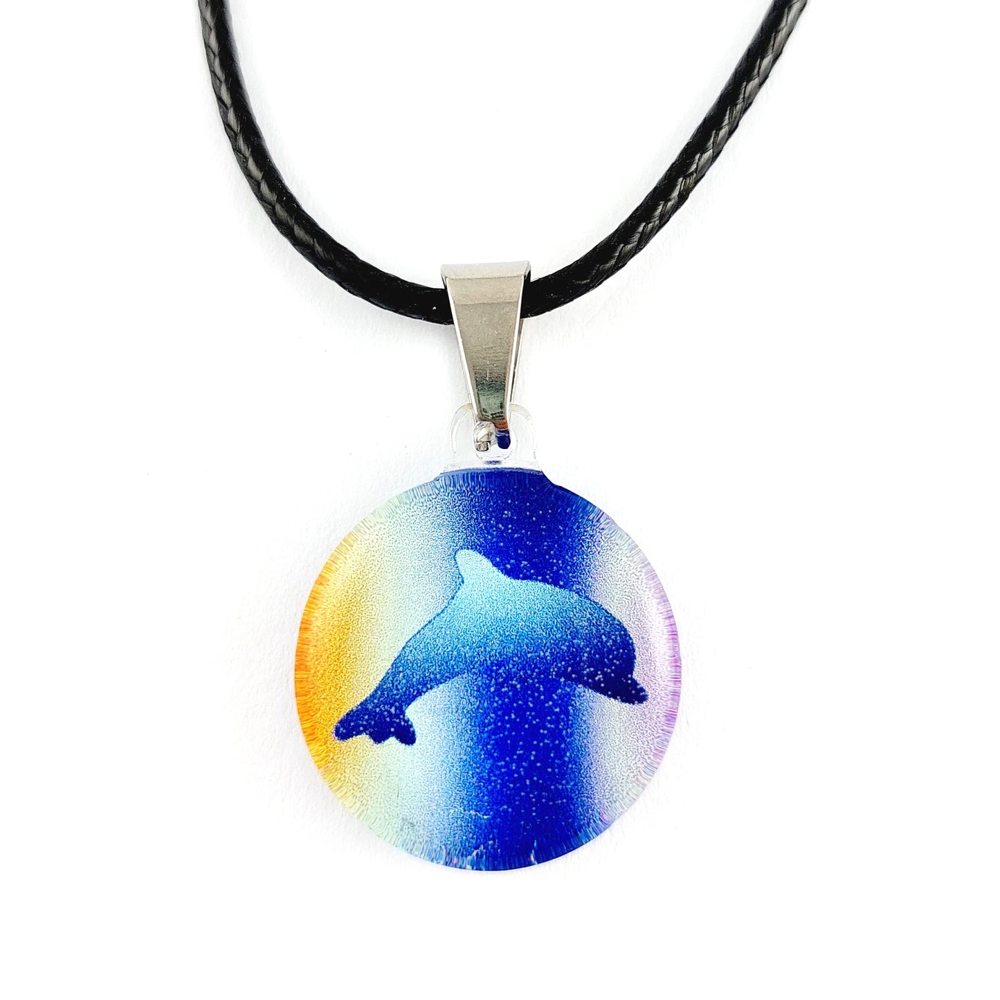 Orange-Blue Dolphin Pendant & Earring Set