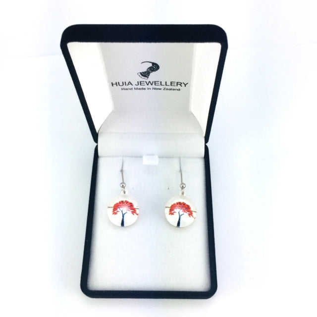 White New Zealand Pohutukawa Tree Earrings