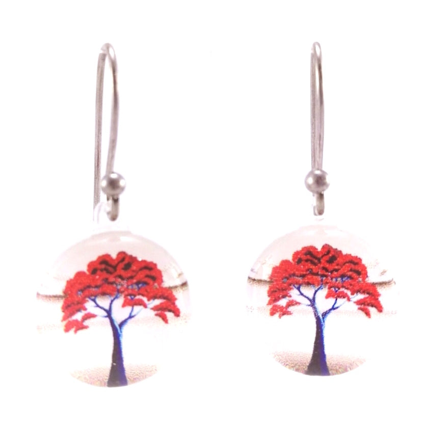 White New Zealand Pohutukawa Tree Pendant & Earring Set