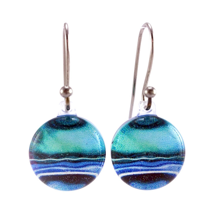 Blue Round Marble Pendant & Earring Set