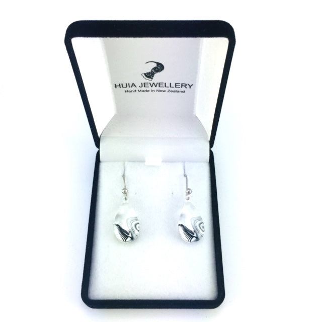 Black & White Silver Fern Earrings