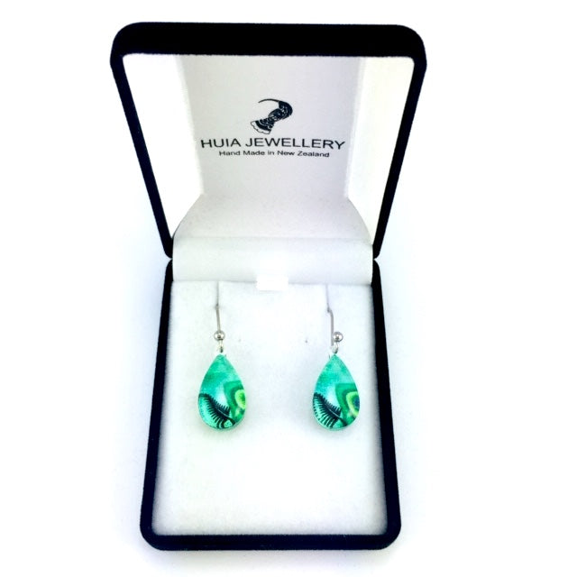 Turquoise Silver Fern Earrings