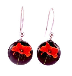 Black Poppy Pendant & Earring Set