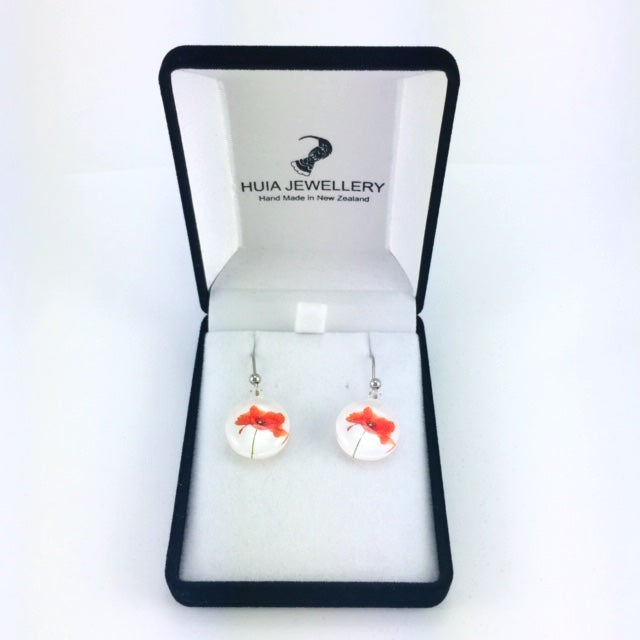 White Poppy Earrings