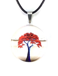 White New Zealand Pohutukawa Tree Pendant & Earring Set