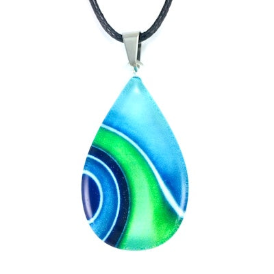 Turquoise Teardrop Ribbon Pendant & Earring Set