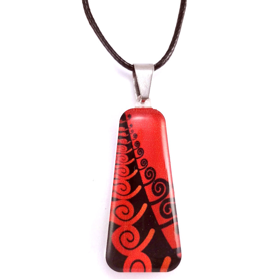 Red Trapeze Fern Pendant