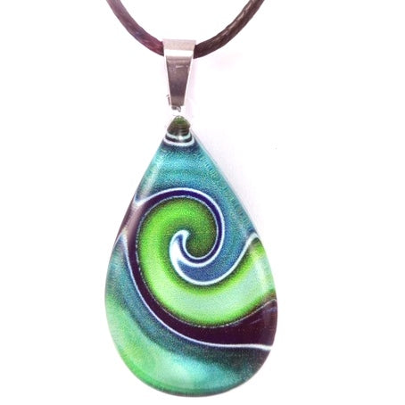 Turquoise Teardrop Mystic Wave Pendant