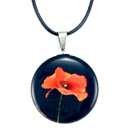 Black Poppy Pendant & Earring Set