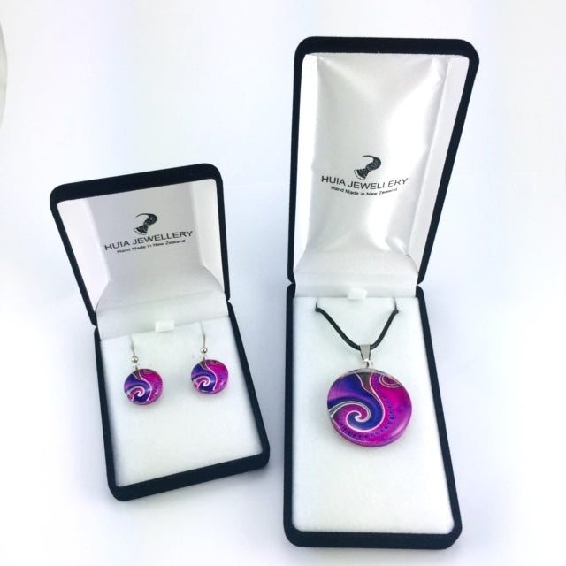 Purple Dot Wave Pendant & Earring Set