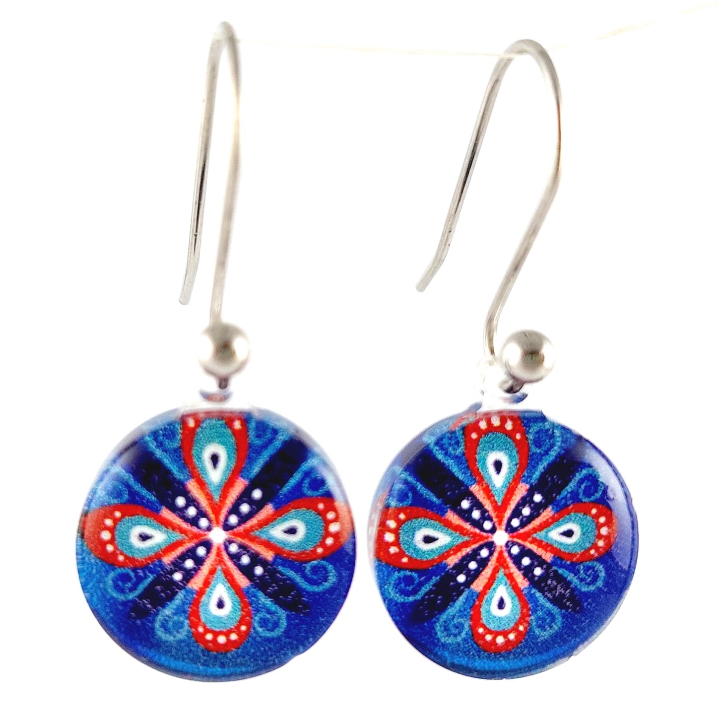 Blue Round Ornament Pendant & Earring Set