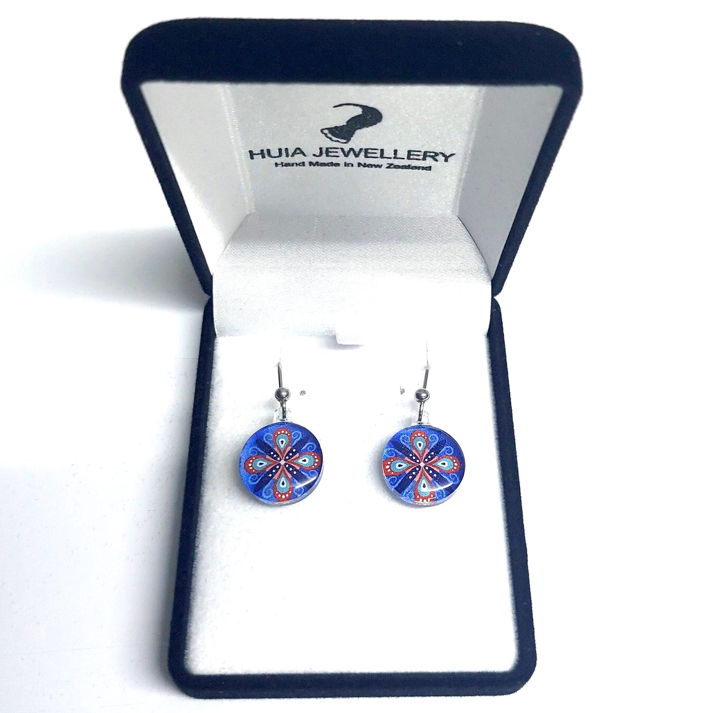 Blue Round Ornament Earrings