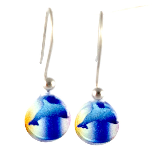 Orange-Blue Dolphin Earrings