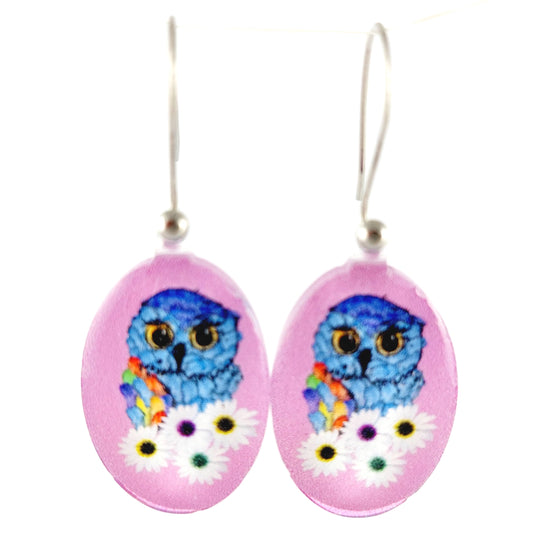 Pink Owl Earrings