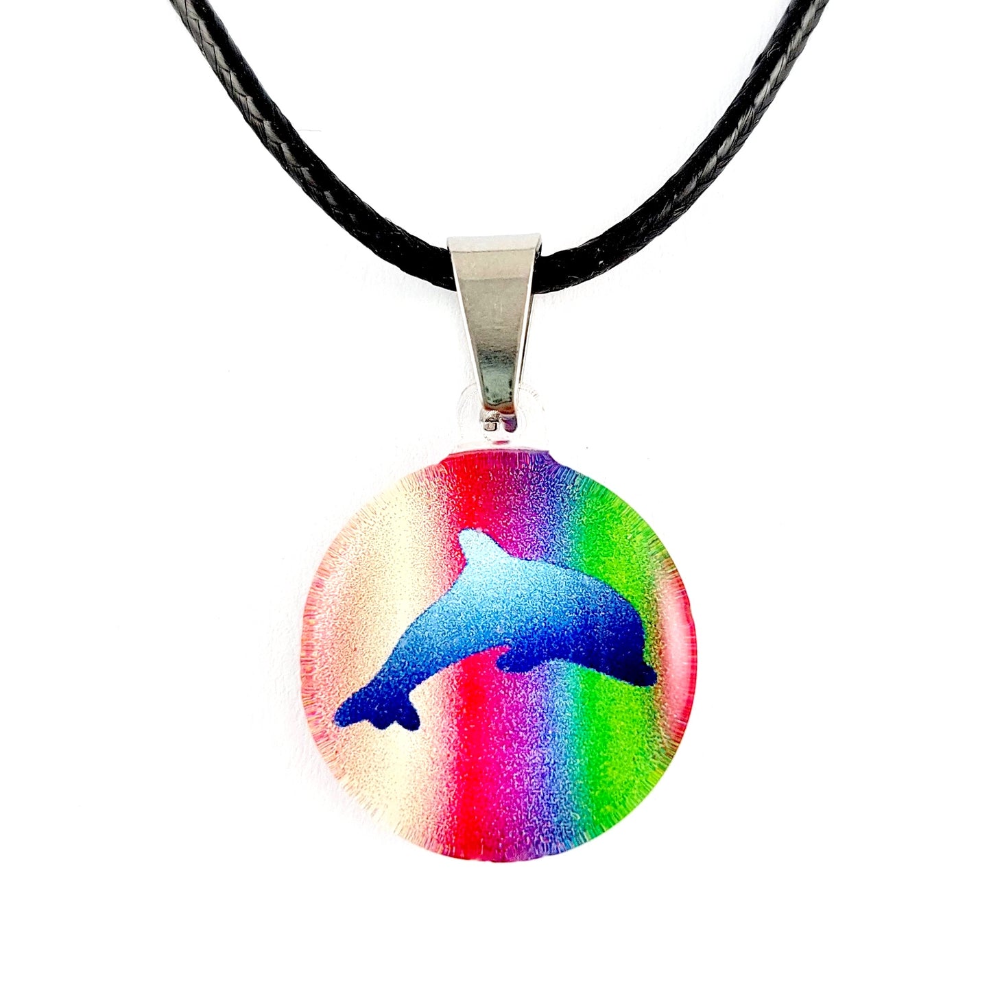 Rainbow Dolphin Pendant & Earring Set