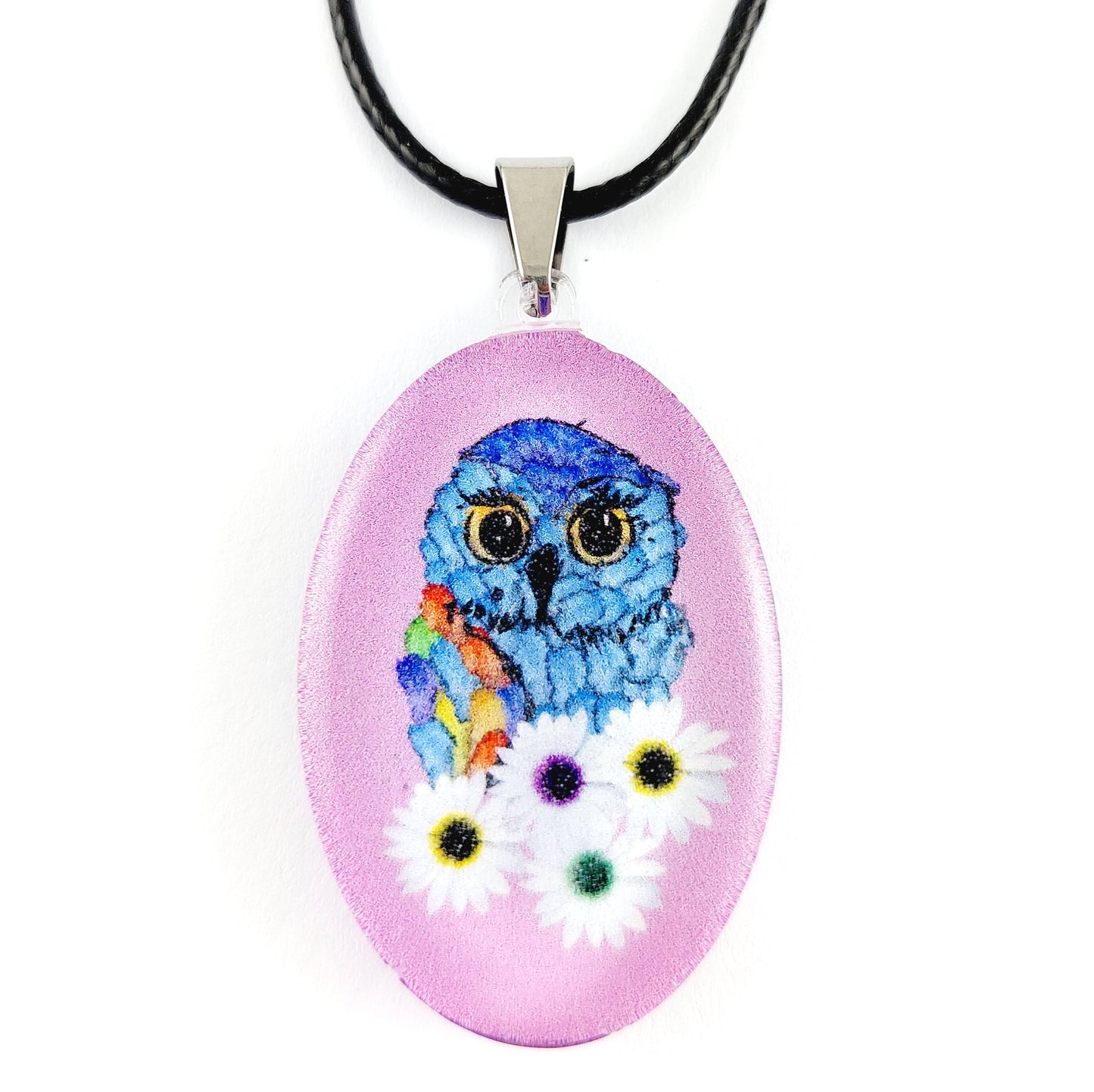 Pink Owl Pendant & Earring Set