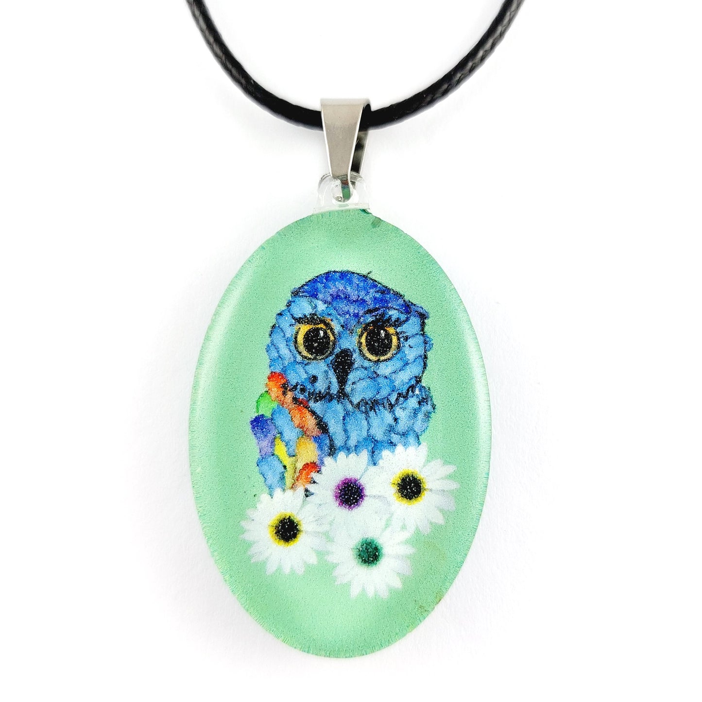 Green Owl Pendant & Earring Set