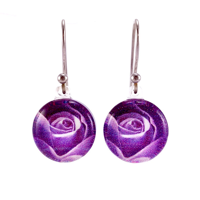 Purple Rose Earrings