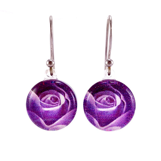 Purple Rose Earrings