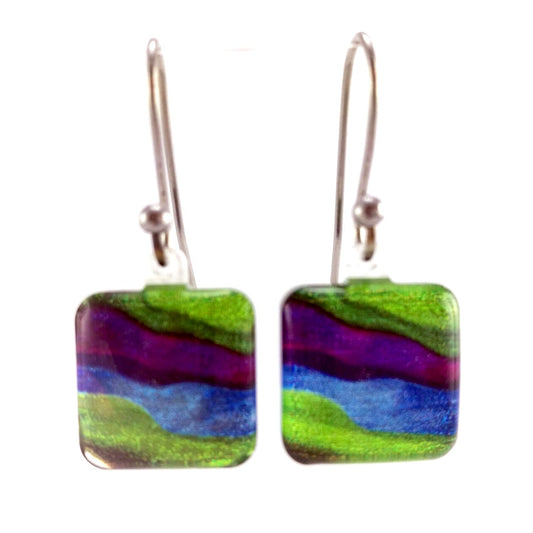 Green Candy Stripes Earrings