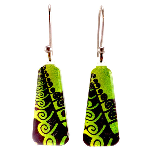 Green Trapeze Fern Earrings