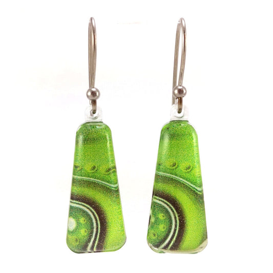 Green Long Dot Wave Earrings