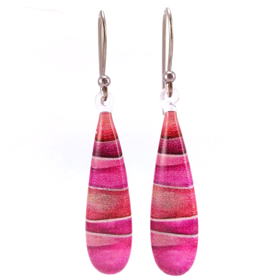 Pink Foiled Teardrop Earrings