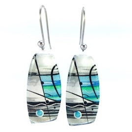 Turquoise Trapeze Silver Earrings
