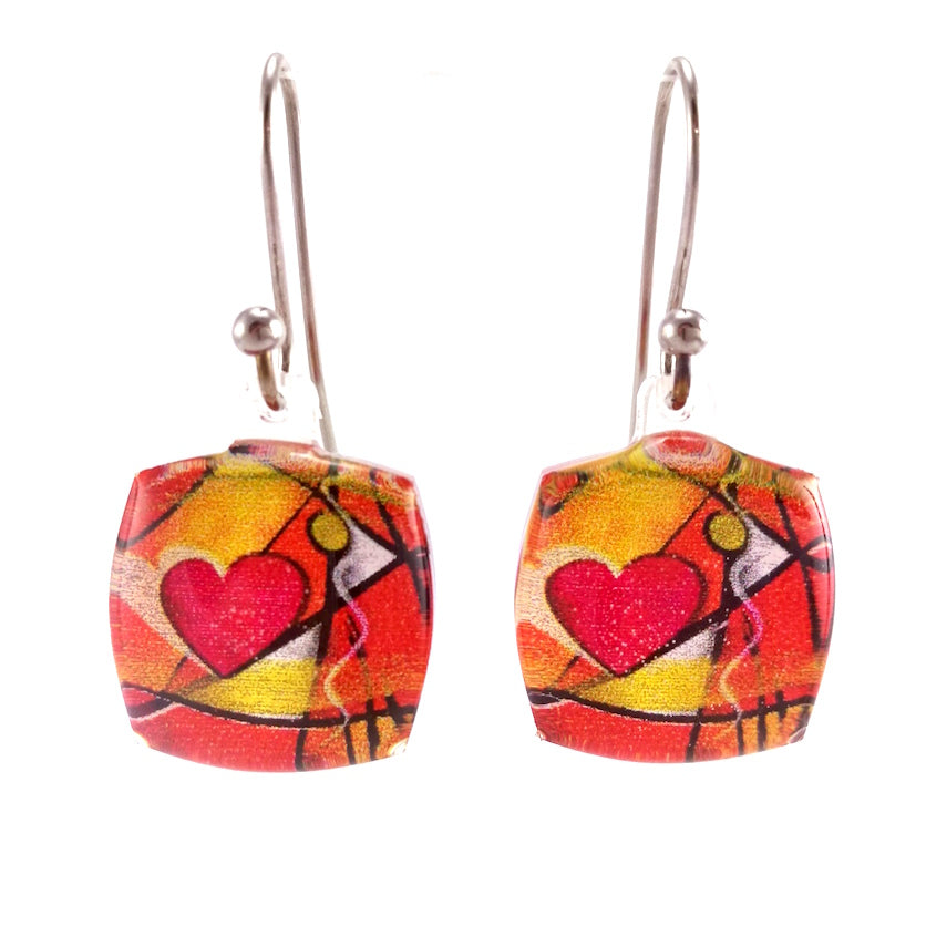 Red Exotic Heart Earrings