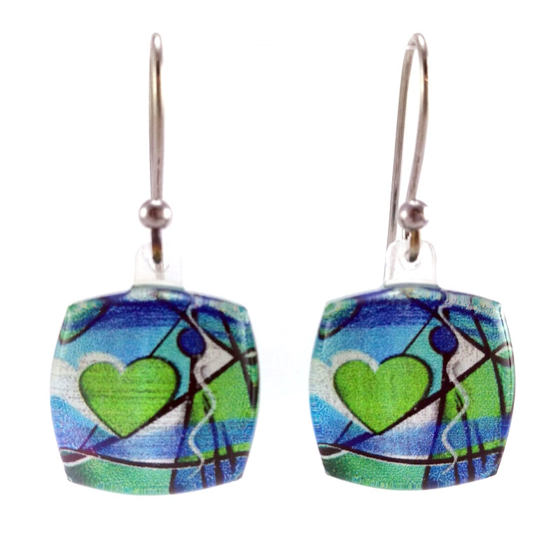 Turquoise Exotic Heart Earrings