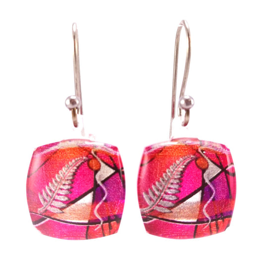 Pink Exotic Fern Earrings