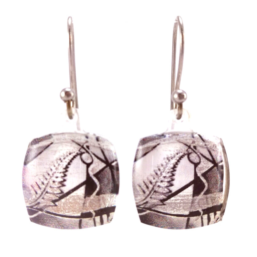 Black & Silver Exotic Fern Earrings