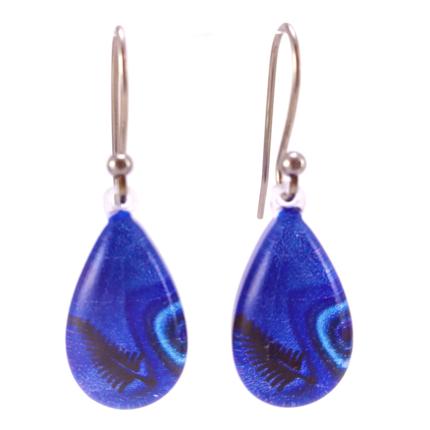 Blue Silver Fern Earrings