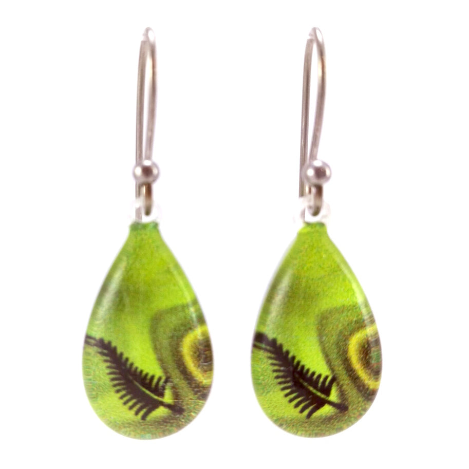 Green Silver Fern Earrings