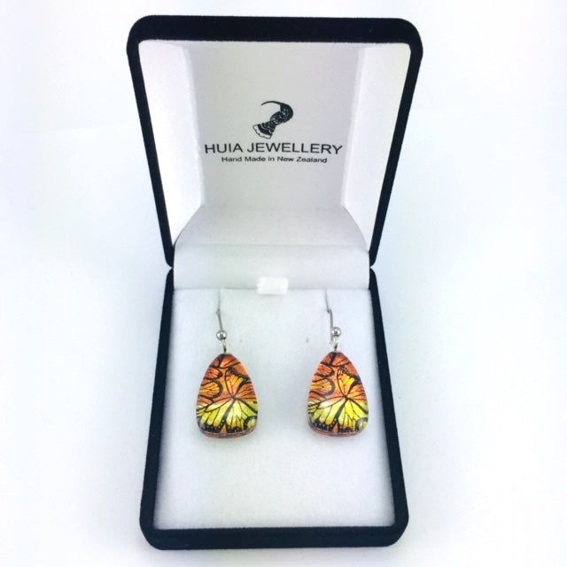 Orange Monarch Butterfly Earrings