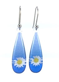 Blue Opaque Daisy Earrings