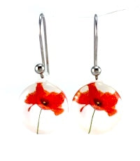 White Poppy Pendant & Earring Set