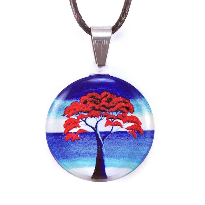 Blue New Zealand Pohutukawa Tree Pendant