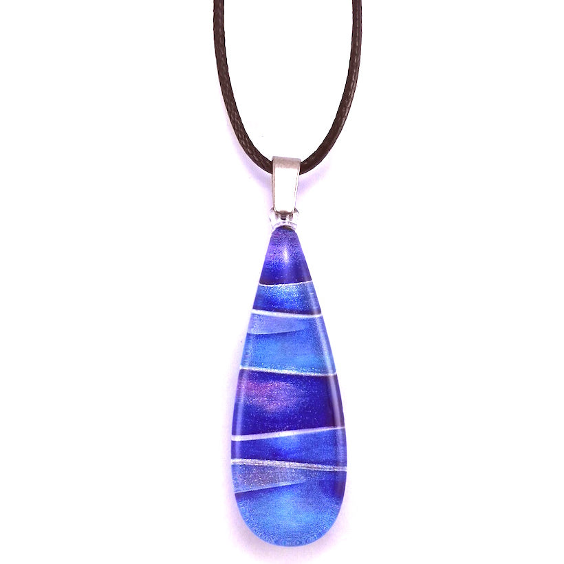 Blue Foiled Teardrop Pendant