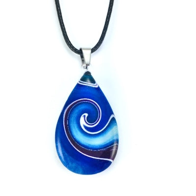 Blue Teardrop Mystic Wave Pendant