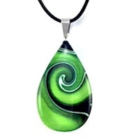 Green Teardrop Mystic Wave Pendant