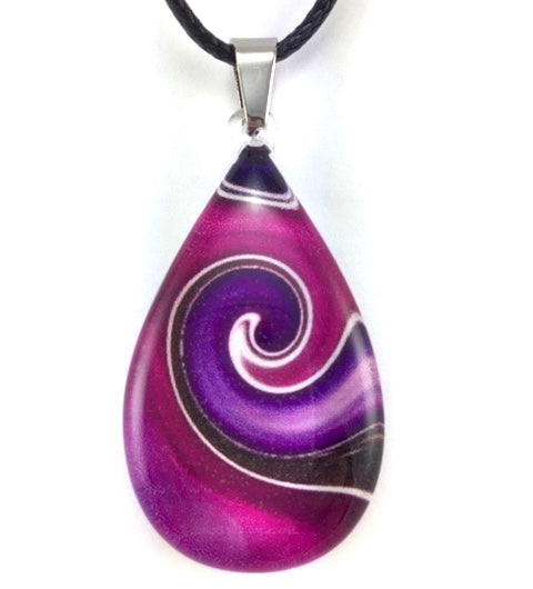 Purple Teardrop Mystic Wave Pendant