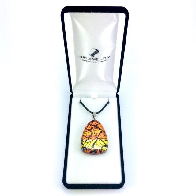 Orange Monarch Butterfly Pendant