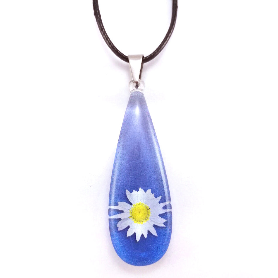 Blue Opaque Daisy Pendant