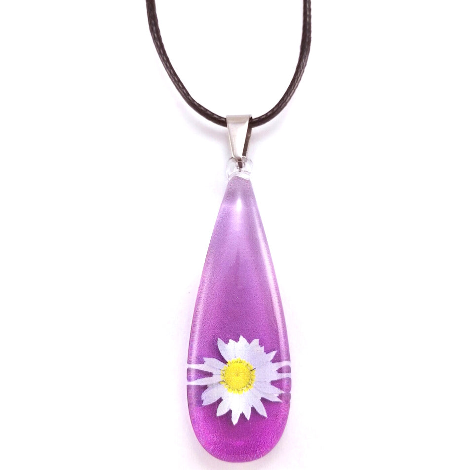 Purple Opaque Daisy Pendant