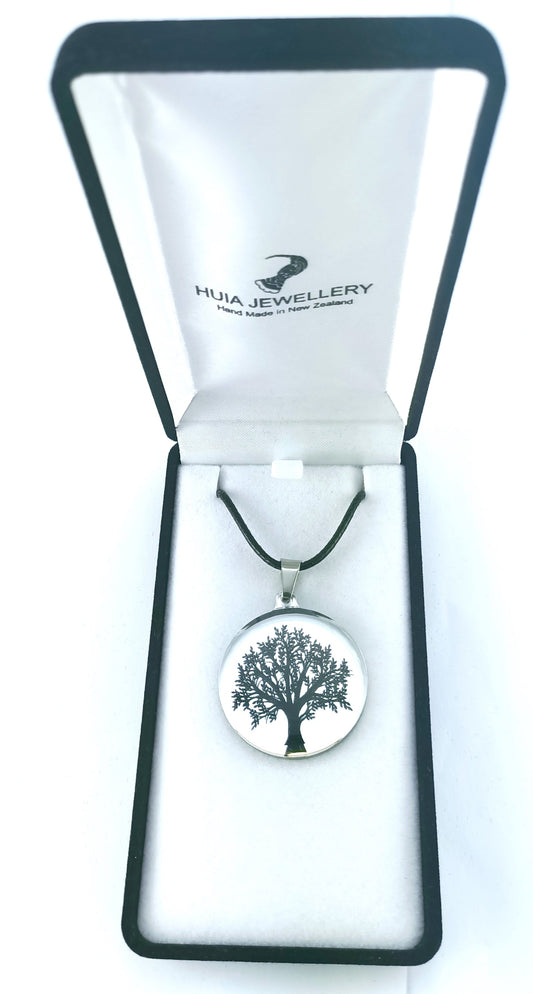 Mirror Tree of Life Black Silver Pendant